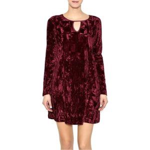 NWT Jack by BB Dakota Women’s Long Sleeve Crushed Velvet Dress Merlot - Medium